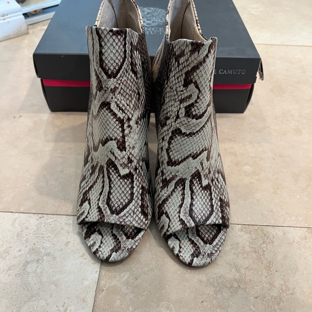 Vince Camuto Aritziana Python Peep Toe Booties